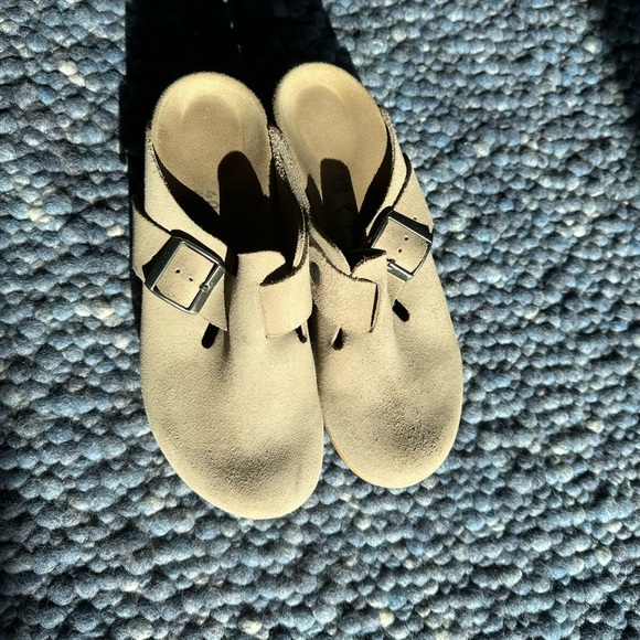 Papillio/ Birkenstock Fanny Suede Leather Taupe Clogs - Picture 5 of 5